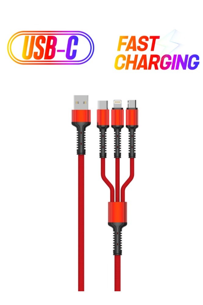 ريبنيو كابل شحن سريع 3 في 1 متعدد الألوان - Image 1