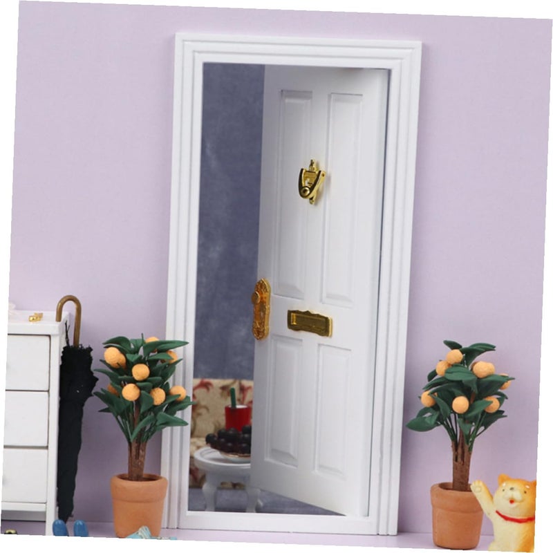 White Miniature Wood Door Model 4 Panel Mini House Door For Dollhouse Accessories Fairy Garden Decor - Image 4