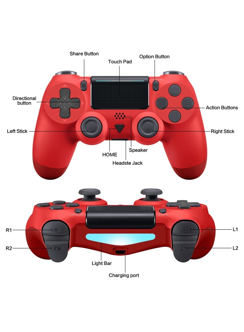 PS4 Wireless Controller for PlayStation 4/Slim/Pro | Dual Vibration | 1000mAh Battery | Red" - Image 2
