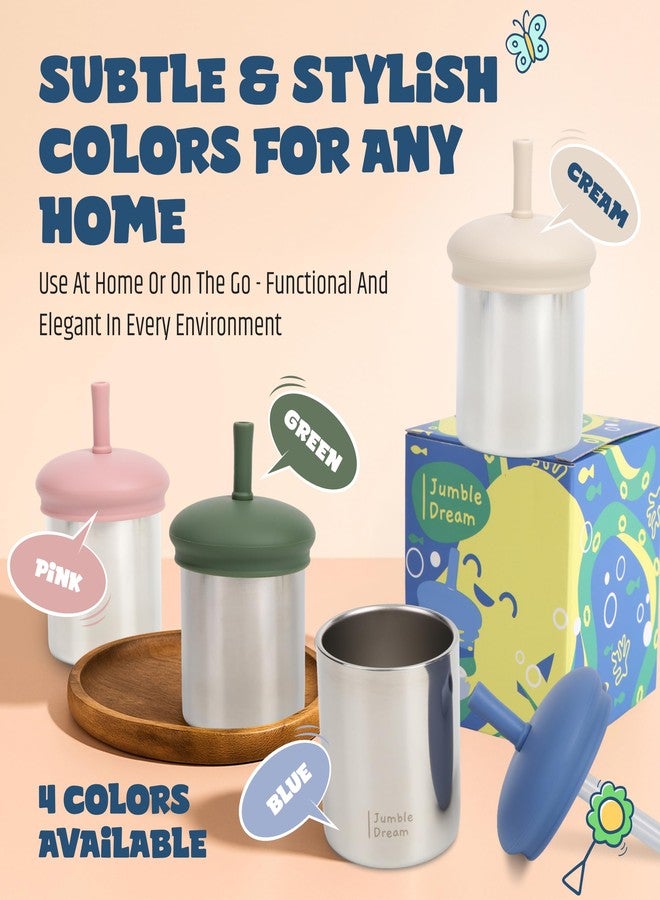 Jumble Dream Stainless Steel Toddler Straw Sippy Cup 7oz - Double Wall Insulated Spill Proof with Straw & Silicone Lid - BPA Free Cup for Toddlers 1-3, 2-4 Years - Dishwasher Safe Transition Cup - Image 4