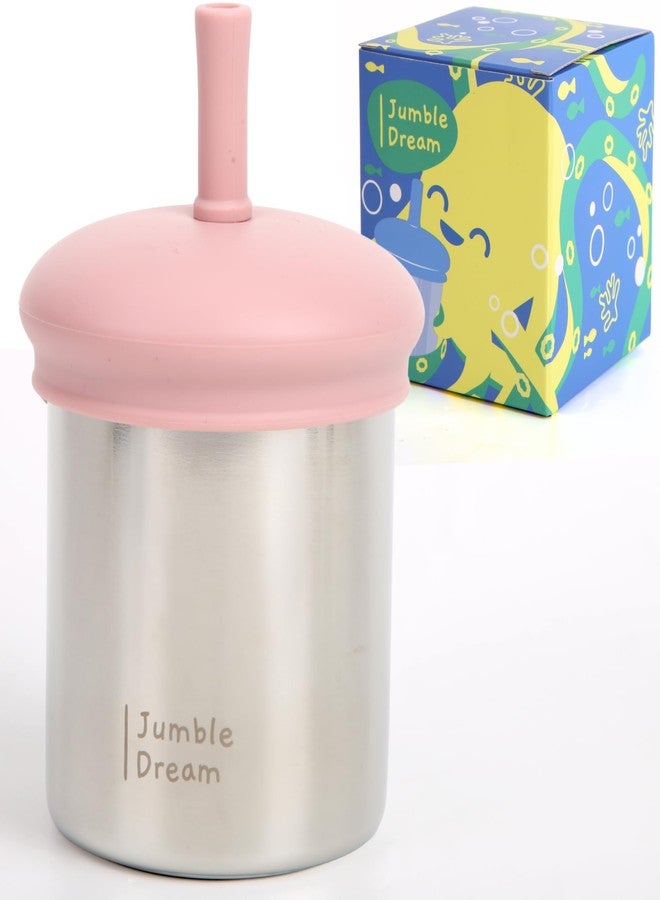 Jumble Dream Stainless Steel Toddler Straw Sippy Cup 7oz - Double Wall Insulated Spill Proof with Straw & Silicone Lid - BPA Free Cup for Toddlers 1-3, 2-4 Years - Dishwasher Safe Transition Cup - Image 1