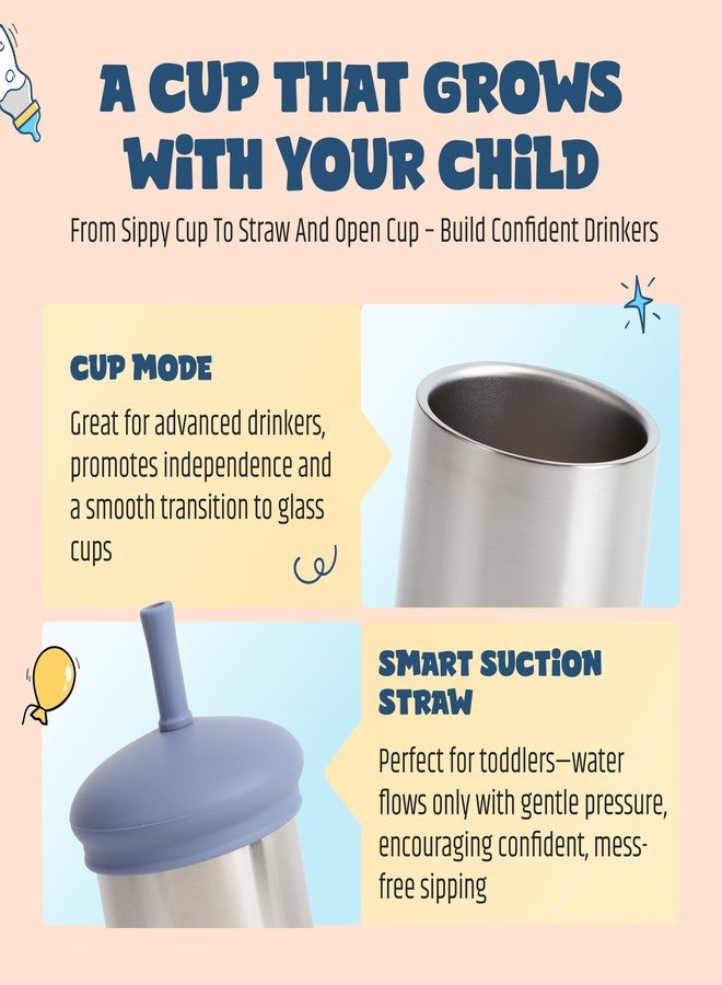 Jumble Dream Stainless Steel Toddler Straw Sippy Cup 7oz - Double Wall Insulated Spill Proof with Straw & Silicone Lid - BPA Free Cup for Toddlers 1-3, 2-4 Years - Dishwasher Safe Transition Cup - Image 2