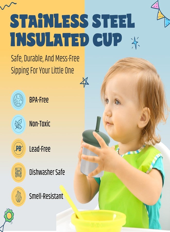 Jumble Dream Stainless Steel Toddler Straw Sippy Cup 7oz - Double Wall Insulated Spill Proof with Straw & Silicone Lid - BPA Free Cup for Toddlers 1-3, 2-4 Years - Dishwasher Safe Transition Cup - Image 5