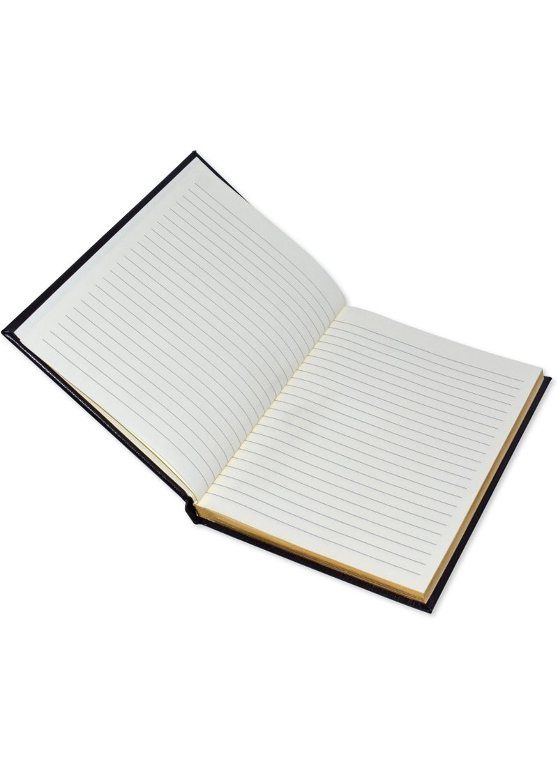 FIS FIS Golden Notebook Bonded Leather, Size A5, Italian Ivory Paper, 70 GSM, 196 Pages, 8 mm Ruled, 1 Side Padded Cover, Gold Gilded Edges, Colour Black - FSNB1SA5GIVBLBK  - Image 2