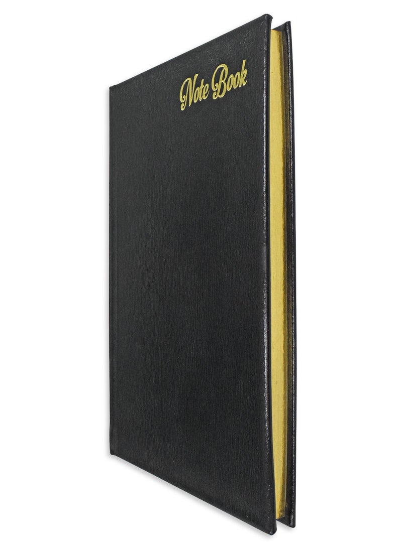 FIS FIS Golden Notebook Bonded Leather, Size A5, Italian Ivory Paper, 70 GSM, 196 Pages, 8 mm Ruled, 1 Side Padded Cover, Gold Gilded Edges, Colour Black - FSNB1SA5GIVBLBK  - Image 3