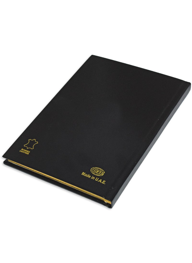 FIS FIS Golden Notebook Bonded Leather, Size A5, Italian Ivory Paper, 70 GSM, 196 Pages, 8 mm Ruled, 1 Side Padded Cover, Gold Gilded Edges, Colour Black - FSNB1SA5GIVBLBK  - Image 4