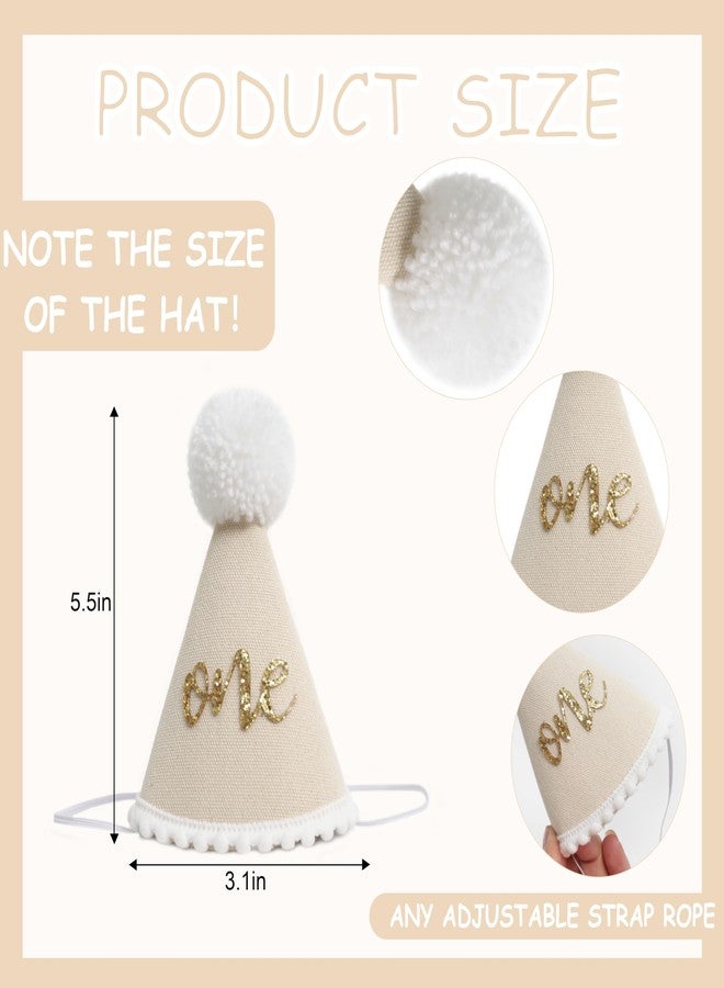 HGFC 1st Birthday Hat For Baby - Natural Boho First/1st Birthday Decorations, Boho First Birthday Crown,Cake Smash Photo Prop (Beige) - Image 2