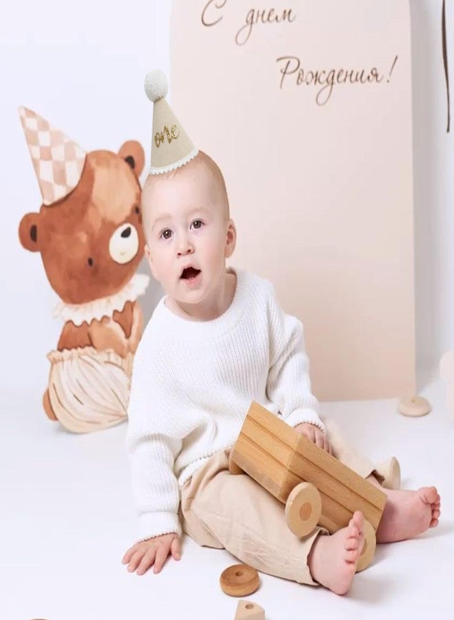 HGFC 1st Birthday Hat For Baby - Natural Boho First/1st Birthday Decorations, Boho First Birthday Crown,Cake Smash Photo Prop (Beige) - Image 4