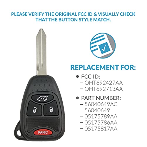 Keyless2Go Replacement for Keyless Entry Remote Car Key Vehicles That Use 4 Button OHT692427AA - Image 4