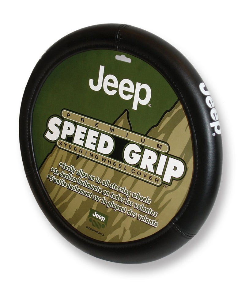 U.A.A. Inc. Jeep Plasticolor 006478R01 Logo Speed Grip Steering Wheel Cover for Car, Truck or SUV, black - Image 1