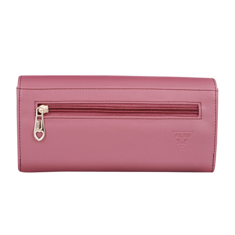 ALSU Women's Wallet | Stylish Purse for with Phone Pocket,4 Card Pocket and Multiple Compartment| Party Clutch for Girl | Lock Closure | Travel Hand Purse for Women| Office Bag for Women (Peach) - Image 3