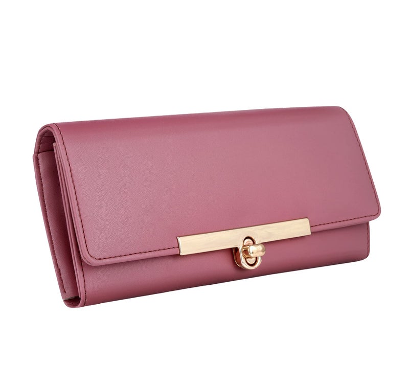ALSU Women's Wallet | Stylish Purse for with Phone Pocket,4 Card Pocket and Multiple Compartment| Party Clutch for Girl | Lock Closure | Travel Hand Purse for Women| Office Bag for Women (Peach) - Image 1