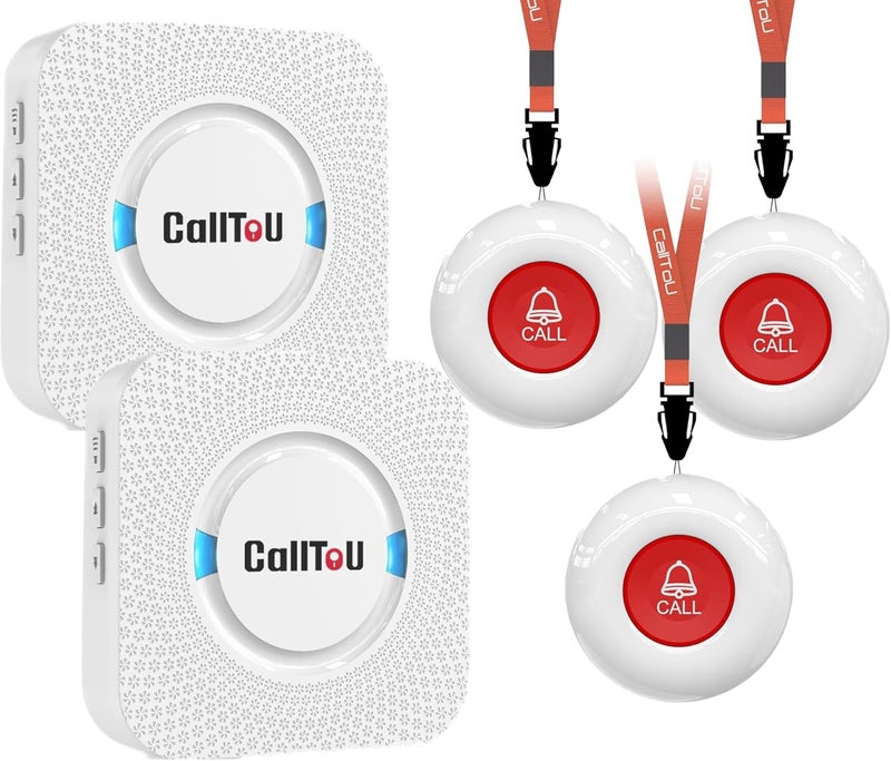 CallToU Caregiver Pager Wireless Call Button Nurse Alert System 500+ Feet for Home/Elderly/Patient/Disabled 2 Plugin Receiver 2 Waterproof Transmitter 1 Watch Transmitter - Image 1
