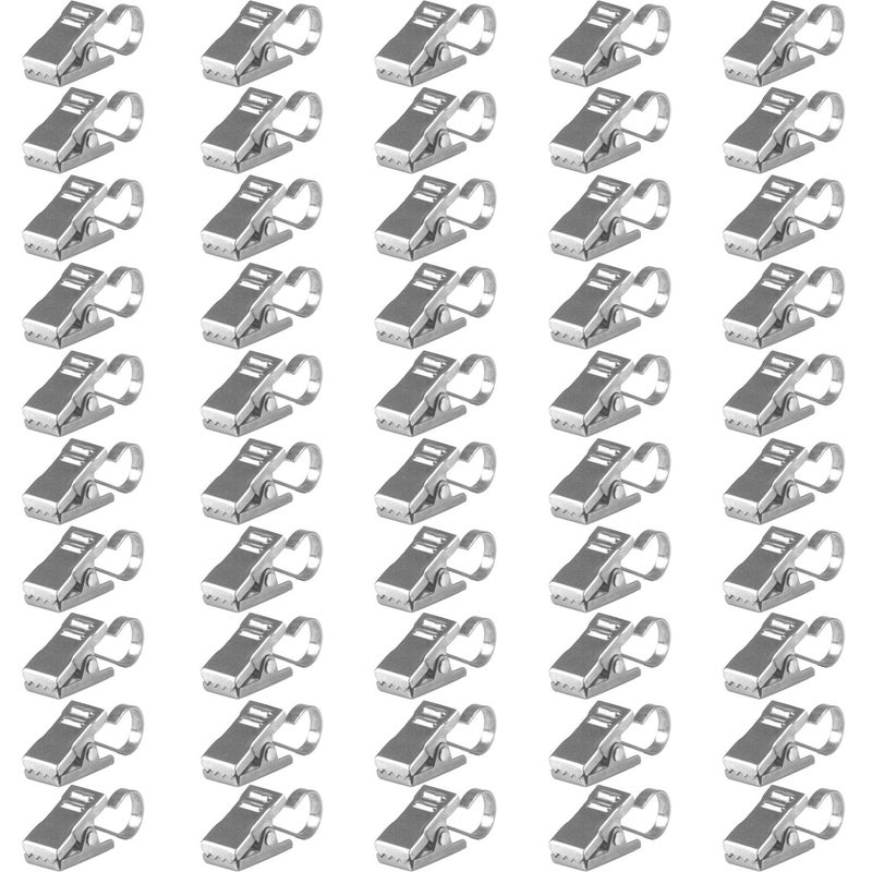 BIHRTC Pack of 50 Curtain Clips Thickening Stainless Steel with Hooks Lights Hanger Small Metal Wire Holder for Shower Home Decoration Photos Picture Arts Crafts Display Outdoor Activities Supplies - Image 1