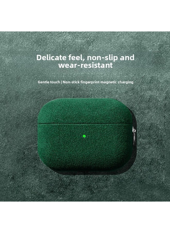 Generic - Suitable For Airpodspro2 For Apple Headphone Protective Case AirPods4 Protective Case Fur All-Covering Drop-Resistant Case-Color:Dark Green Suede Earphone Case-Applicable Model:Airpods Pro2 - Image 1