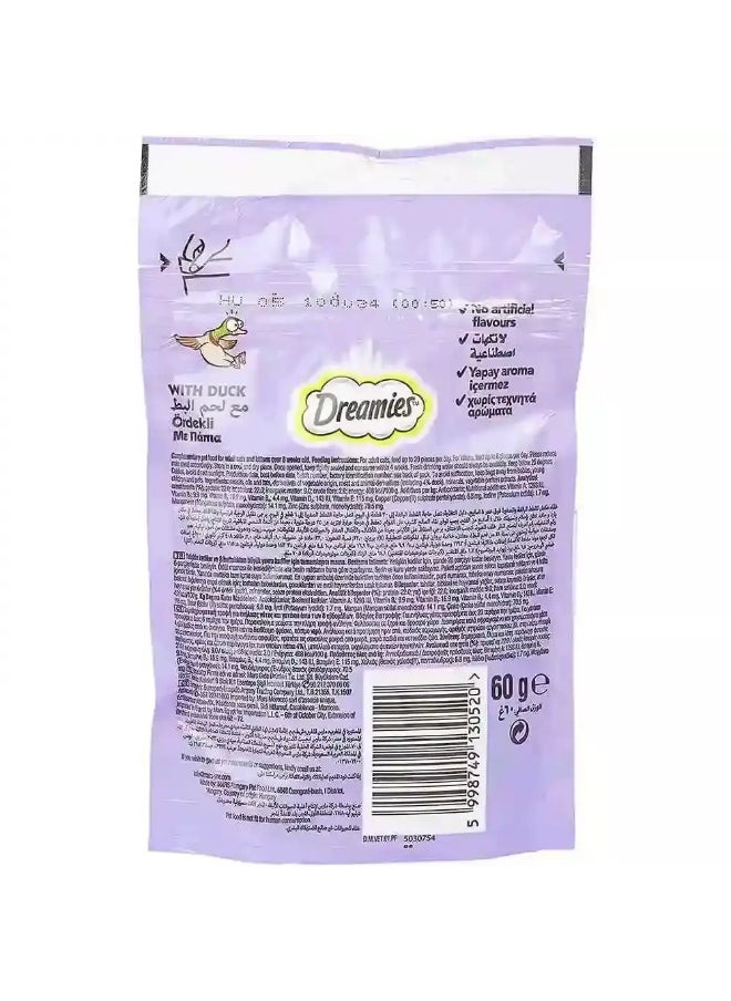 Dreamies Dreamies Cat Treats, Delectable Duck Flavour- 60grm Pouch  - Image 3