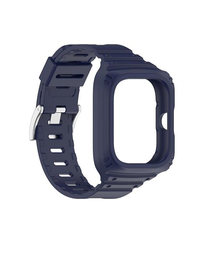 Watch Band with Case, Silicone Replacement Strap and Silicone Protective Case and Wrist Straps Compatible with Redmi Watch 4 Smart Watch (Navy) - Image 1