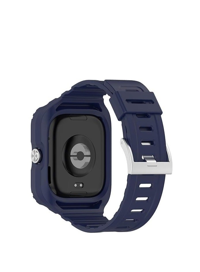 Watch Band with Case, Silicone Replacement Strap and Silicone Protective Case and Wrist Straps Compatible with Redmi Watch 4 Smart Watch (Navy) - Image 2