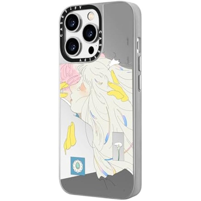 Casetify Mirror Case for iPhone 14 Pro Max Compatible with Magsafe - A Hug by SAITEMISS - Silver on Silver - Image 5