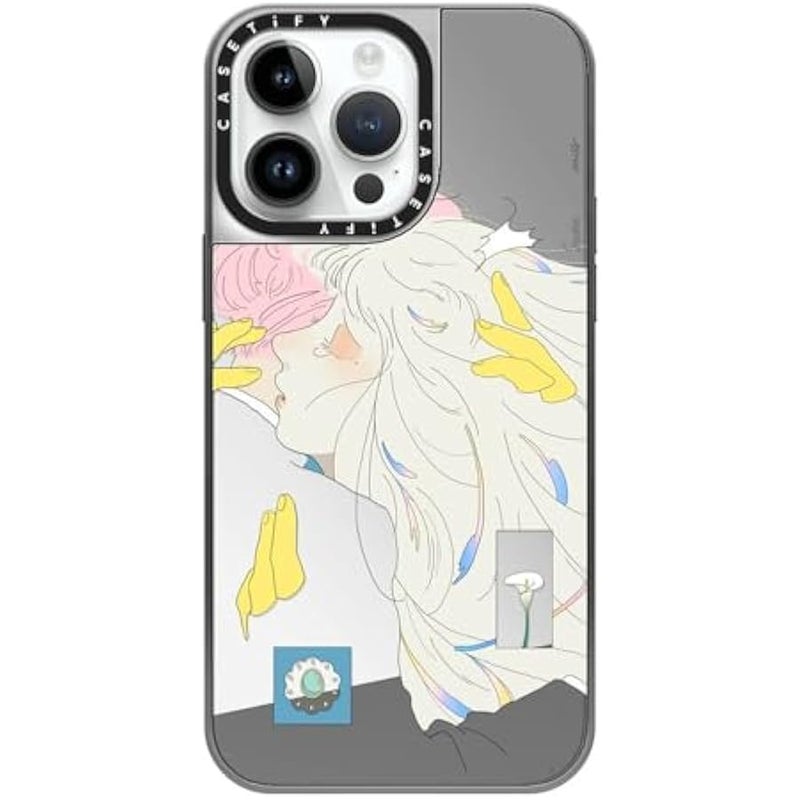 Casetify Mirror Case for iPhone 14 Pro Max Compatible with Magsafe - A Hug by SAITEMISS - Silver on Silver - Image 1