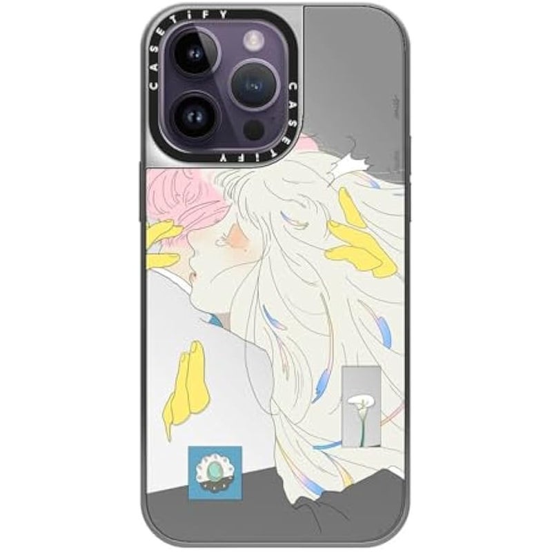 Casetify Mirror Case for iPhone 14 Pro Max Compatible with Magsafe - A Hug by SAITEMISS - Silver on Silver - Image 2