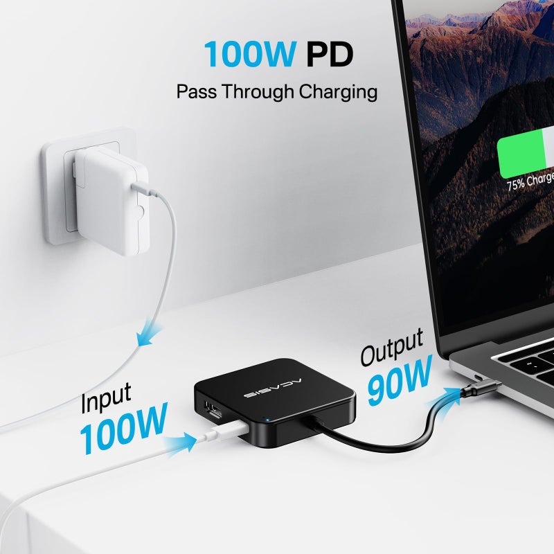 ACASIS USB C Hub 10Gbps, 6-in-1 Multiport Adapter with 4K 60Hz HDMI, 100W Power Delivery, USB A3.2 Data Port, USB C to HDMI Adapter for MacBook, Dell, Lenovo, Surface, iPad PRO, XPS(Black) - Image 5