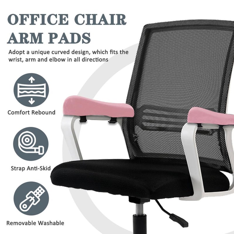 Shapeazy 2 Pack Office Chair Armrest Pads Covers,Arm Rest Pad with Memory Foam Elbow Pillow for Forearm Pressure Relief, Arm Rest Covers for Office Chairs, Wheelchair, Comfy Gaming Chair (Pink) - Image 2