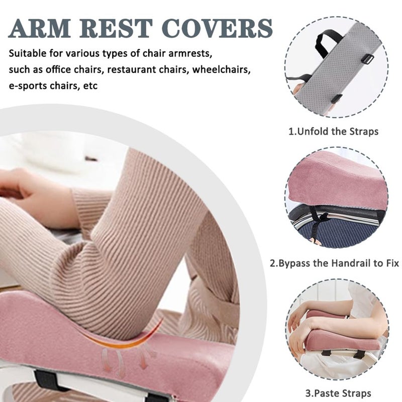 Shapeazy 2 Pack Office Chair Armrest Pads Covers,Arm Rest Pad with Memory Foam Elbow Pillow for Forearm Pressure Relief, Arm Rest Covers for Office Chairs, Wheelchair, Comfy Gaming Chair (Pink) - Image 5