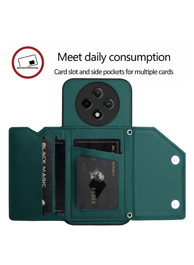 اس-توب جراب لهاتف OPPO A3 Pro بملمس الجلد وفتحات للبطاقات مع حزام معصم - Image 5