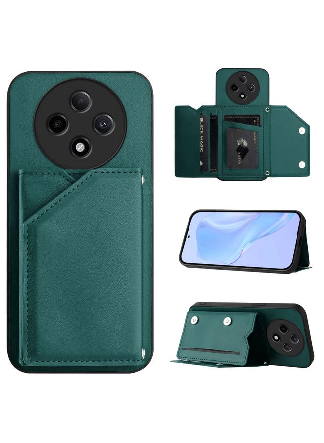 اس-توب جراب لهاتف OPPO A3 Pro بملمس الجلد وفتحات للبطاقات مع حزام معصم - Image 1