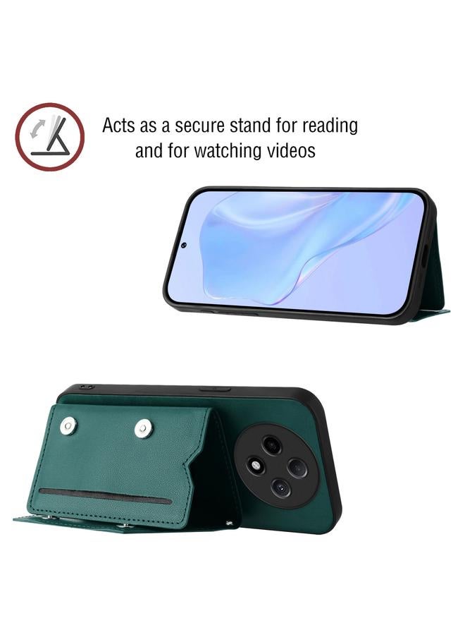 اس-توب جراب لهاتف OPPO A3 Pro بملمس الجلد وفتحات للبطاقات مع حزام معصم - Image 4