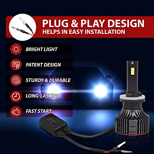 Casago CAHYH27 Hyperdrive H27 150W Super Bright LED Headlight For Automobiles With Durable Long-Lasting Design And Water Resistant (Set of 2) - Image 5