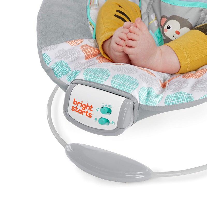 Bright Starts Comfy Baby Bouncer Soothing Vibrations Infant Seat - Taggies, Music, Removable -Toy Bar, 0-6 Months Up to 20 lbs (Whimsical Wild) - Image 5