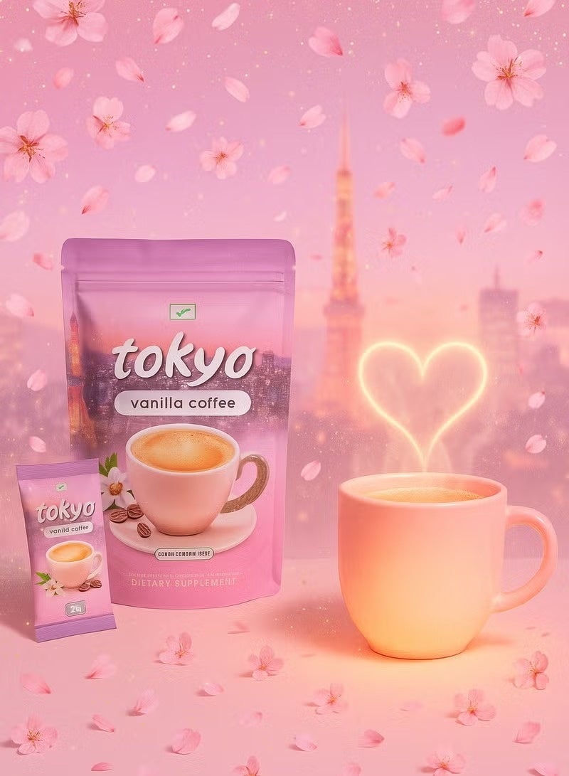 NAMIROSEUS Tokyo Vanilla Coffee – Instant Coffee with Collagen, Glutathione & Chia Seeds (21g x 10 Sachets) - Image 1