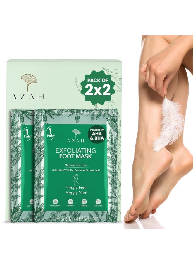 Azah Foot Mask Peeling Feet Mask [Pair of 2] | Korean Foot Peel off Mask for Cracked Feet | Peeling and Exfoliating | Legs care at Home | Exfoliating Sheet for Home | Tea Tree Sheet - Image 1
