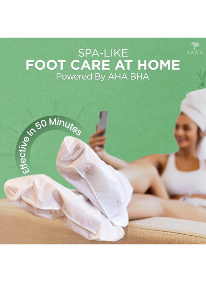 Azah Foot Mask Peeling Feet Mask [Pair of 2] | Korean Foot Peel off Mask for Cracked Feet | Peeling and Exfoliating | Legs care at Home | Exfoliating Sheet for Home | Tea Tree Sheet - Image 2