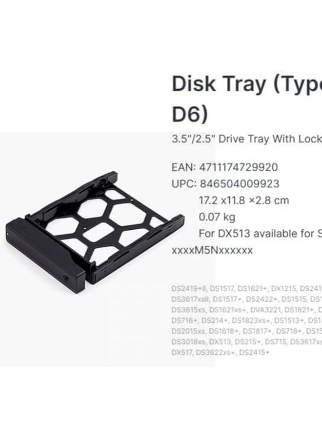 Replacement Disk Tray Type D6 Nylon Iron for Synology DS3622xs DS3617xsII Supports 3.5 2.5 Drives Black - Image 4