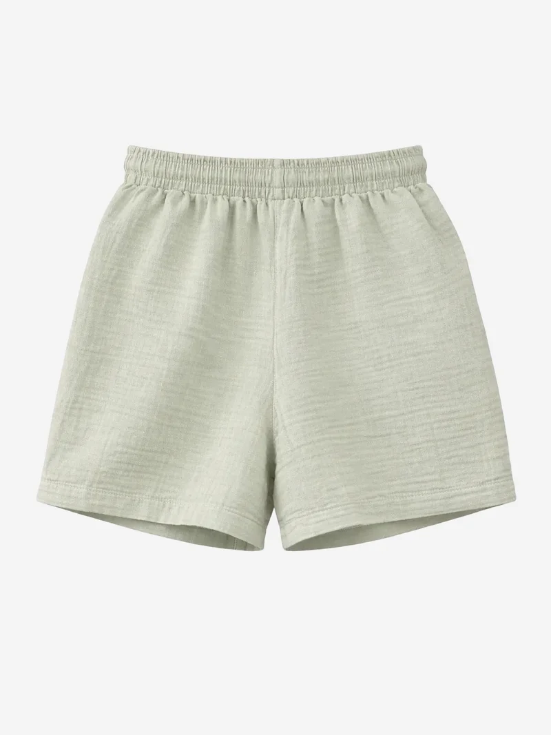 ميكسراي Mixray High-Waist Textured Wide-Leg Shorts