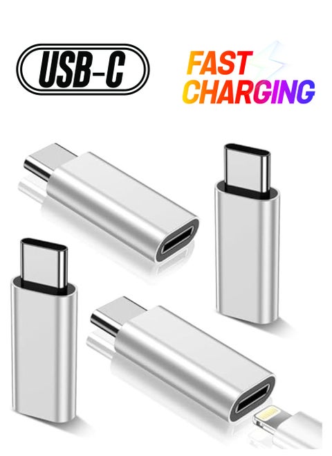 4 Pc Lightning to USB C,Fast Charging&Data Transfer,Type C Charger Connector Cable(All Silver)