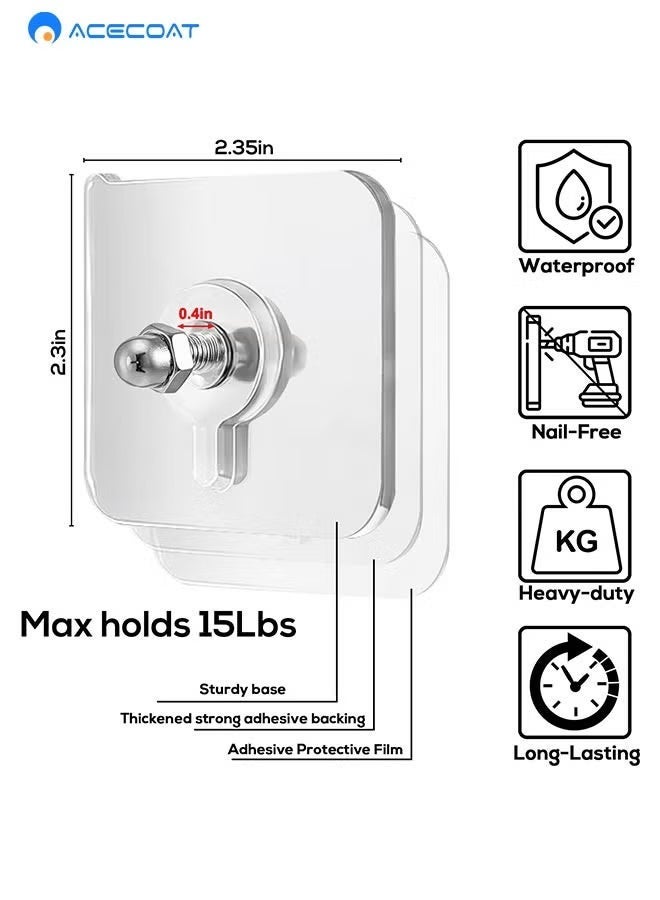ايسكوت 20 قطعة من الخطافات اللاصقة شديدة التحمل، خطافات حائط للتعليق، شماعات حائط بدون أظافر، ملصق 2 في 1 خالٍ من البراغي لرف التثبيت على الحائط، مقاوم للماء والصدأ (16 مم) - Image 2