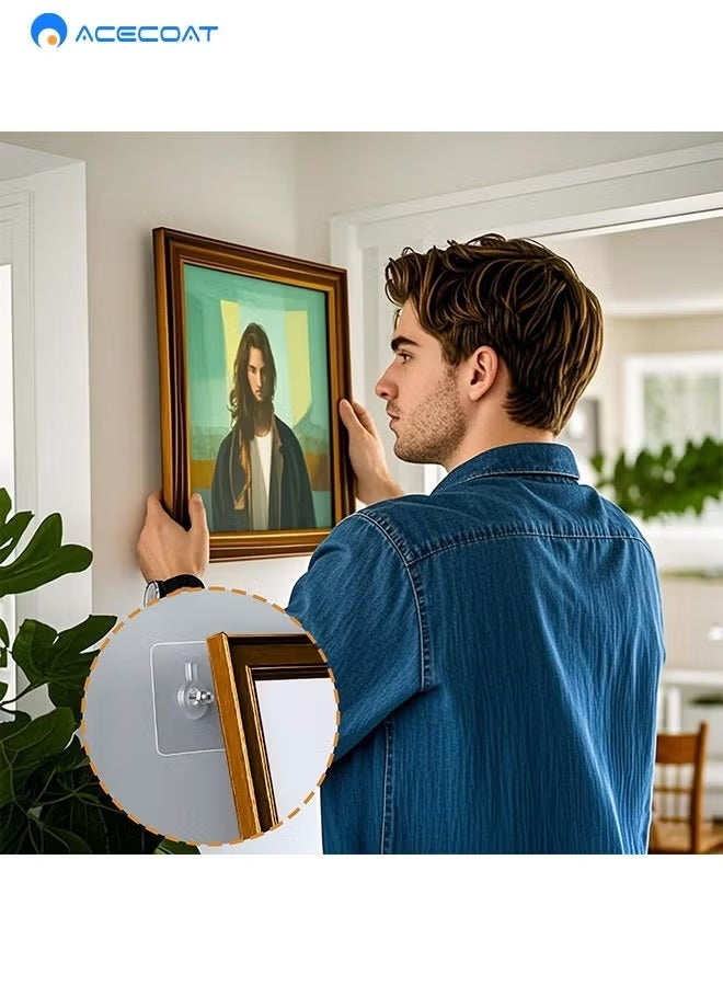 ايسكوت 20 قطعة من الخطافات اللاصقة شديدة التحمل، خطافات حائط للتعليق، شماعات حائط بدون أظافر، ملصق 2 في 1 خالٍ من البراغي لرف التثبيت على الحائط، مقاوم للماء والصدأ (16 مم) - Image 4