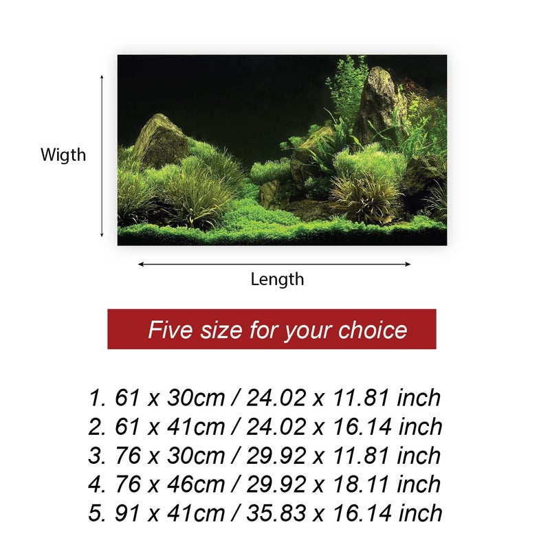 VVWV ® Green Plant Aquarium Background Stickers for Fish Tank Vinyl Printed Multicolored Sticker (61 X 41 CMS) - Image 3