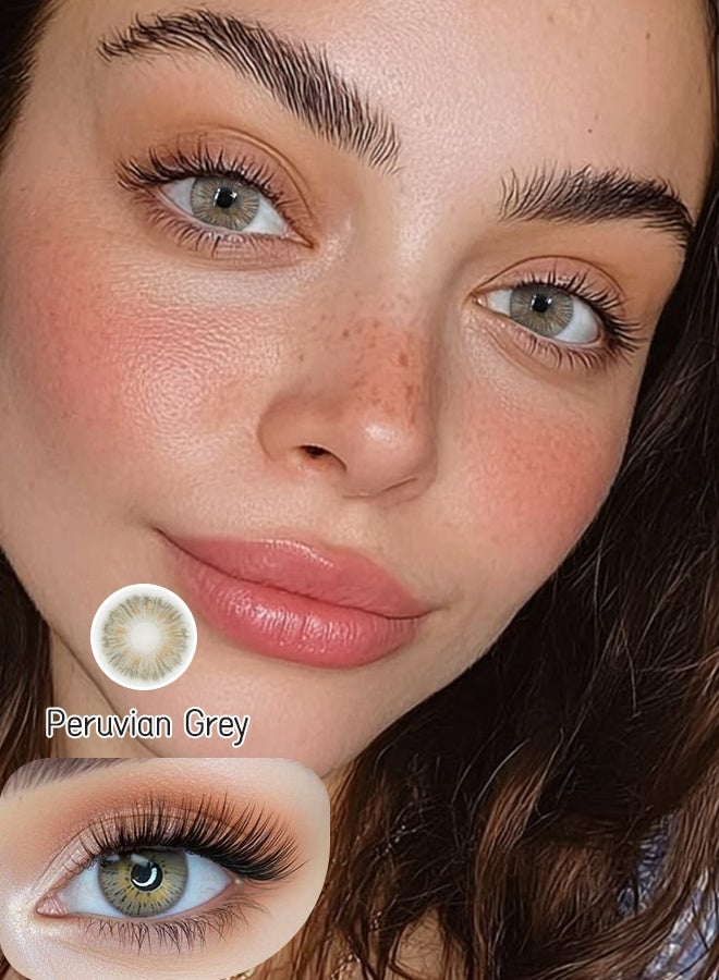 عيون غامضة عدسات لاصقة ملونة من Mystic Eyes بلون بيروفيان جراي لمدة ستة أشهر 14.20 مم بمظهر رمادي طبيعي - Image 1