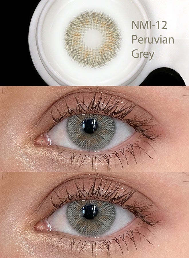 عيون غامضة عدسات لاصقة ملونة من Mystic Eyes بلون بيروفيان جراي لمدة ستة أشهر 14.20 مم بمظهر رمادي طبيعي - Image 3