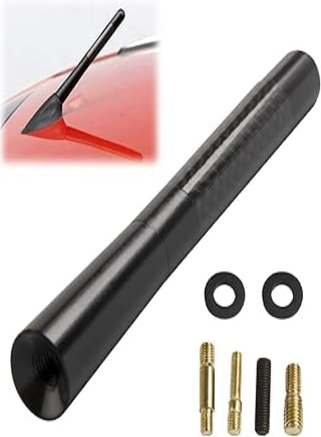 GTP Aluminum Black 4.7" Short Carbon Fiber Vehicle Car AM/FM Radio Antenna Universal Replacement (4.7 inch) by GTP 