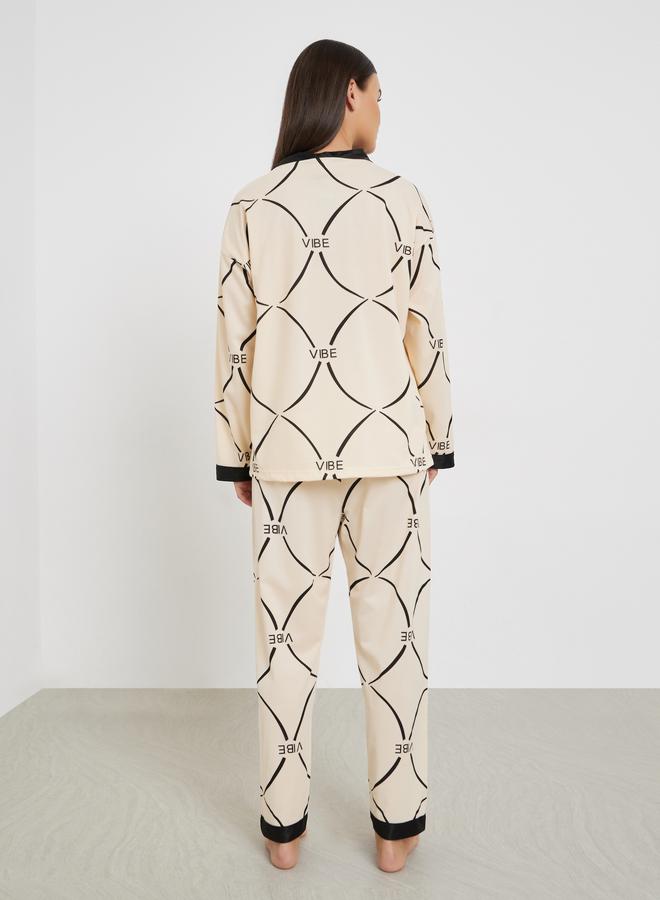 ستايلي طقم بيجاما من بنطال وبلوزة مطبعة - Image 5