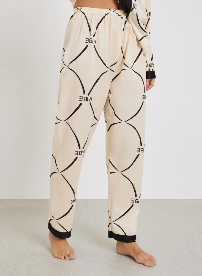 ستايلي طقم بيجاما من بنطال وبلوزة مطبعة - Image 4