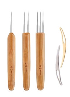 Dreadlock Crochet Hook Tool, 0.5 mm Braid Hair Dreadlocks Needle Weaving Crochet for Braid Craft, 3 Pieces Dreadlocks Crochet with Different Hooks, and 3 Pieces Hair Locking Tool
