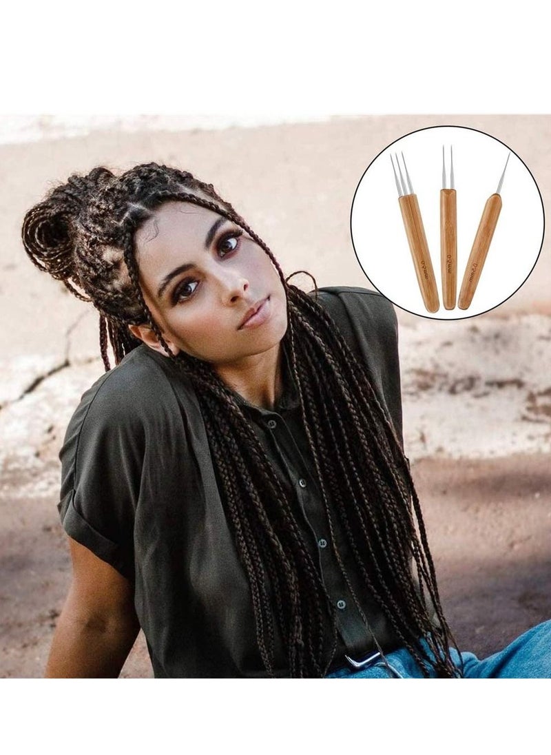 SYOSI - Dreadlock Crochet Hook Tool, 0.5 mm Braid Hair Dreadlocks Needle Weaving Crochet for Braid Craft, 3 Pieces Dreadlocks Crochet with Different Hooks, and 3 Pieces Hair Locking Tool - Image 1