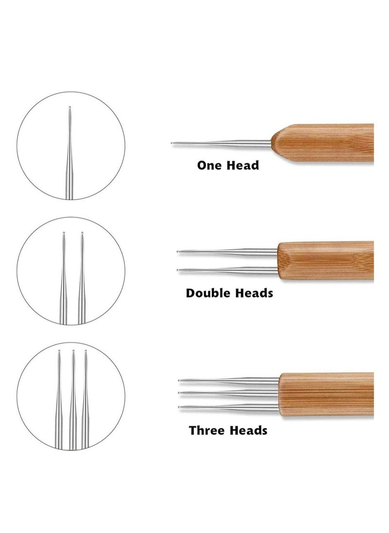 SYOSI - Dreadlock Crochet Hook Tool, 0.5 mm Braid Hair Dreadlocks Needle Weaving Crochet for Braid Craft, 3 Pieces Dreadlocks Crochet with Different Hooks, and 3 Pieces Hair Locking Tool - Image 1